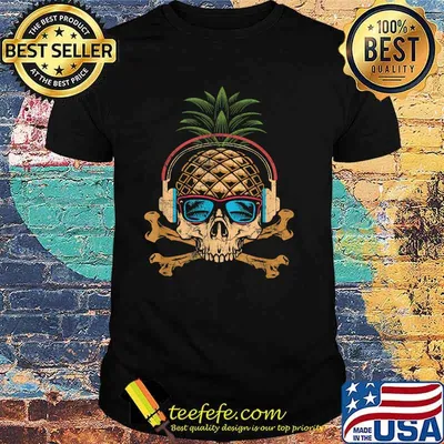 Pineapple Skull Summer Vibes Gamer Hawaiian Sunglasses Beach T-Shirt