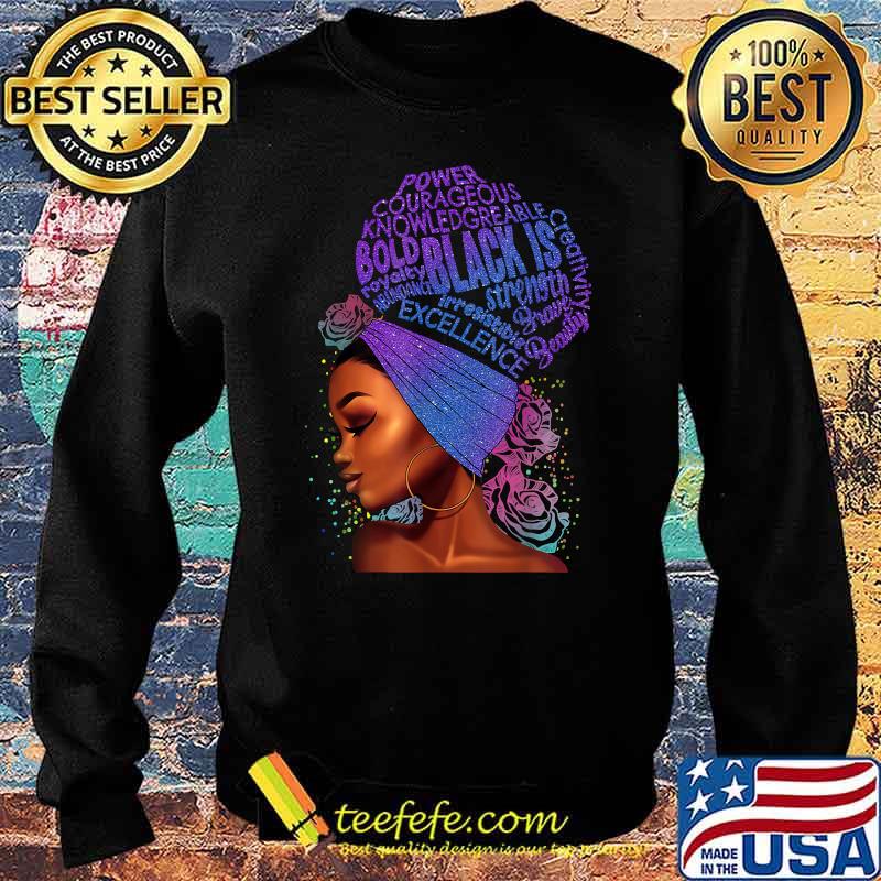 Power Courageous Knowledgreable bold black is Afro Girl Black Is Cloud Text Black Women T-Shirt (1) Sweater Power Courageous Knowledgreable bold black is Afro Girl Black Is Cloud Text Black Women T-Shirt (1) Sweater