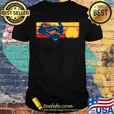 Riding Lawn Mower Wheelie Funny Vintage 80s Sunset Shirt
