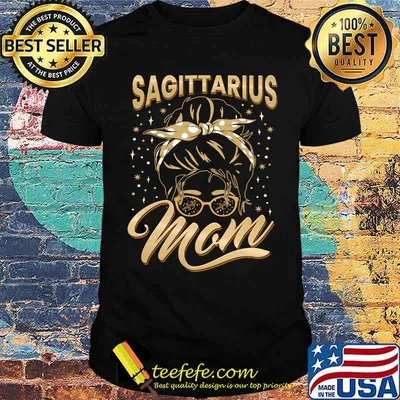 Sagittarius Mom Zodiac Sign Messy Bun Hairband Mothers T-Shirt