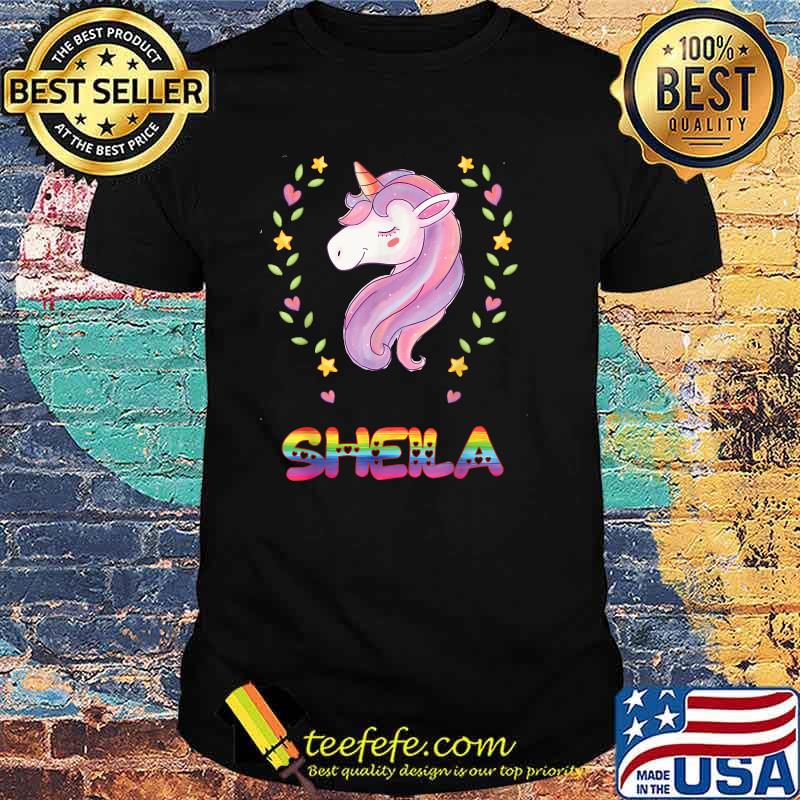 Sheila Name Unicorn Lgbt T-Shirt