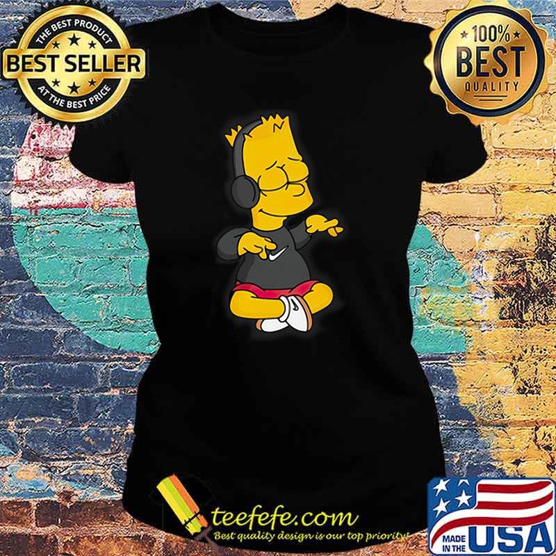 Simpsons Bart Simpson Listening To Music Shirt Ladies tee Simpsons Bart Simpson Listening To Music Shirt Ladies tee