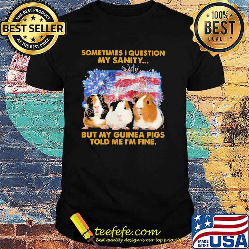 Sometimes I Question My Sanity But My Guinea Pigs Told Me I'm Fine American Flag Firework Shirt Sometimes I Question My Sanity But My Guinea Pigs Told Me I'm Fine American Flag Firework Shirt
