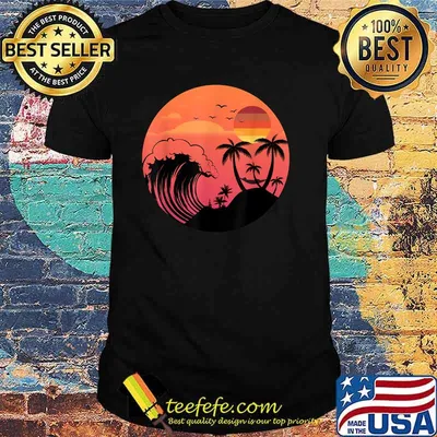 Summer Ocean Palm Trees Retro Vintage Beach Surf Sunset Shirt