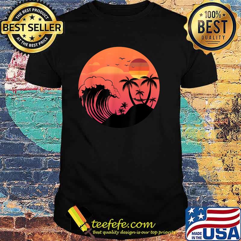 Summer Ocean Palm Trees Retro Vintage Beach Surf Sunset Shirt