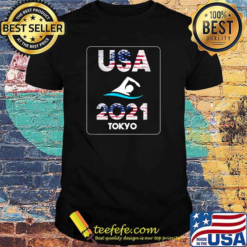 Swimming American Flag - Tokyo Olympic 2021 for USA-Team T-Shirt