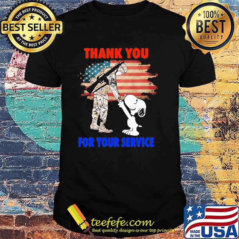 Thank You For Your Servive Veteran And Snoopy American Flag Shirt