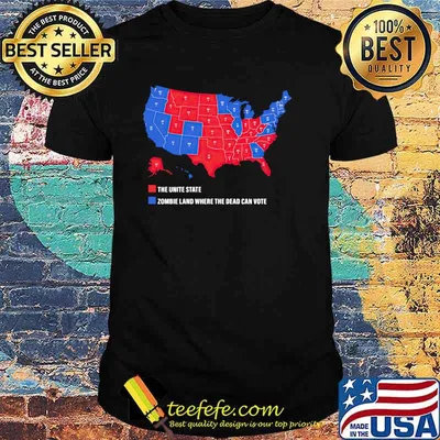 The unite states of america zombieland where the dead can vote maps shirt