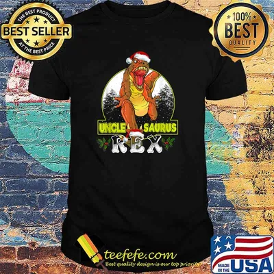 Uncle Saurus T Rex Christmas Santa Hat Dinosaur T-Shirt