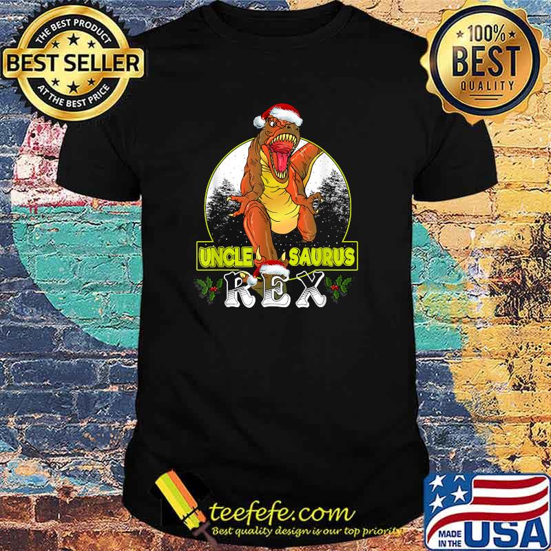 Uncle Saurus T Rex Christmas Santa Hat Dinosaur T-Shirt