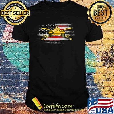 US Army Armor Branch Insignia Military Tank Veteran Tanker American Flag T-Shirt