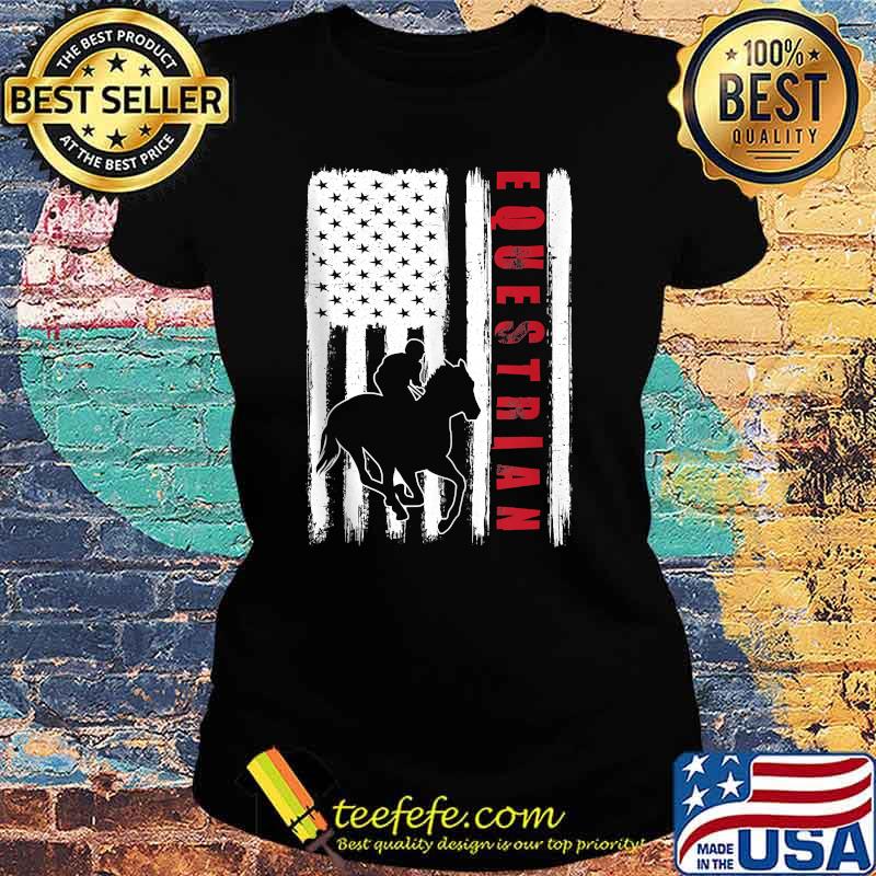 USA Equestrian American flag Horses rider T-Shirt Ladies tee USA Equestrian American flag Horses rider T-Shirt Ladies tee