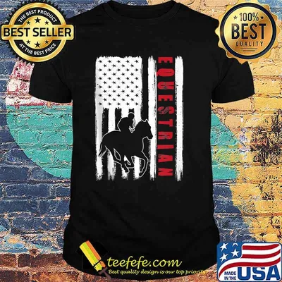 USA Equestrian American flag Horses rider T-Shirt