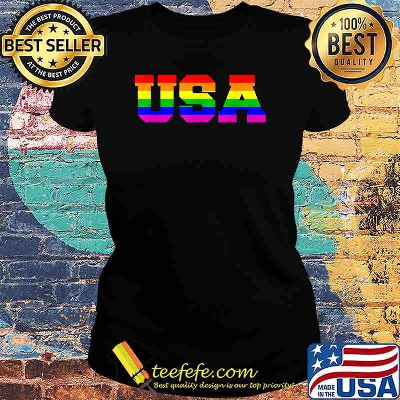 USA gay pride rainbow T-Shirt Ladies tee USA gay pride rainbow T-Shirt Ladies tee