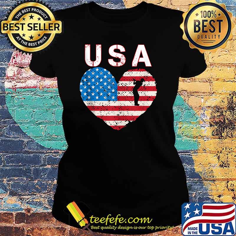 USA team American flag heart US golfer T-Shirt Ladies tee USA team American flag heart US golfer T-Shirt Ladies tee
