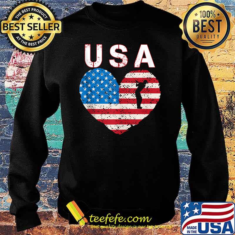 USA team American flag heart US golfer T-Shirt Sweater USA team American flag heart US golfer T-Shirt Sweater