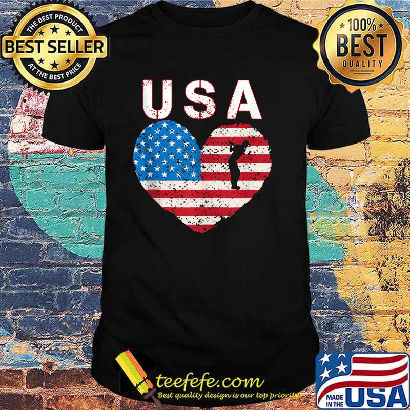 USA team American flag heart US golfer T-Shirt
