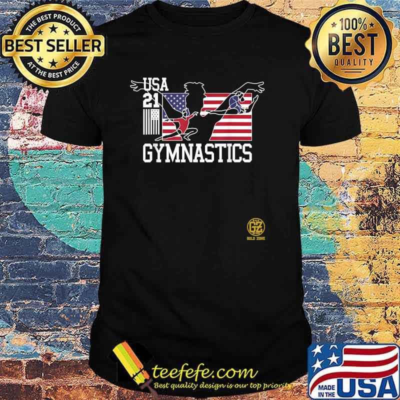 USA Tokyo Gymnastics 2021 Summer Games Flag Gold Zone T-Shirt
