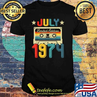Vintage July 1974 Limited Edition Cassette Tape 47th Birthday Decoration T-Shirt