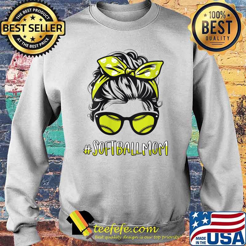 Womens Softball Player Mom Softball Mothers Day Messy Bun Shirt Sweater Womens Softball Player Mom Softball Mothers Day Messy Bun Shirt Sweater