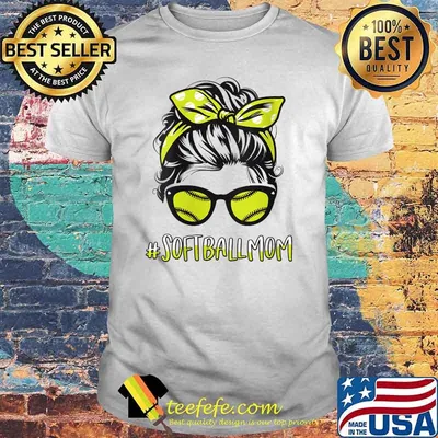 Womens Softball Player Mom Softball Mothers Day Messy Bun Shirt