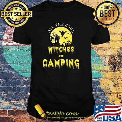 All the cool witches are camping moon halloween shirt