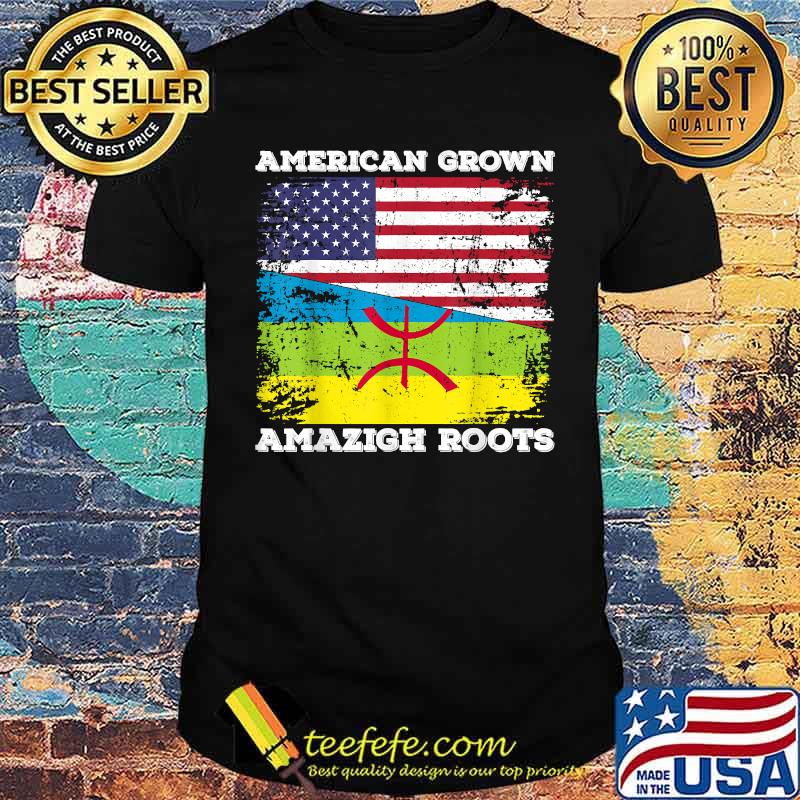 American Grown Amazigh Roots Amazigh & USA Flag T-Shirt