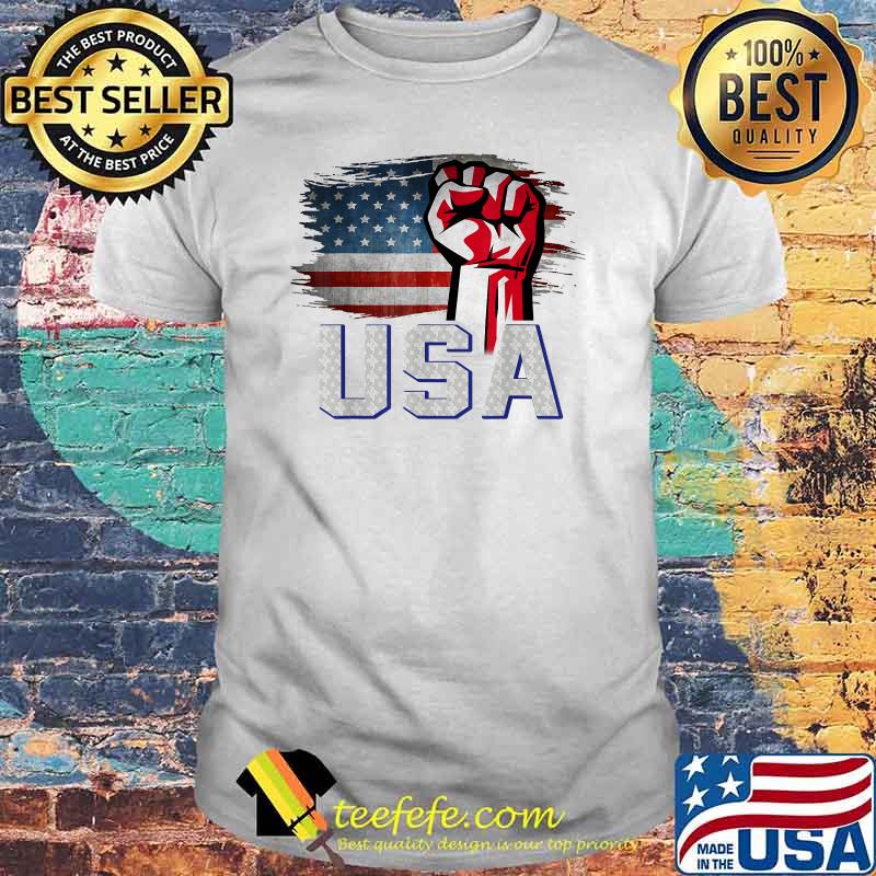 American Patriotic USA Flag With Fist Hand T-Shirt