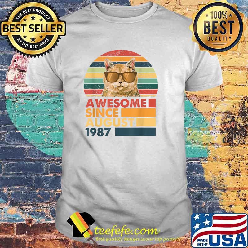 Awesome Since August 1987 Cat Vintage T-Shirt