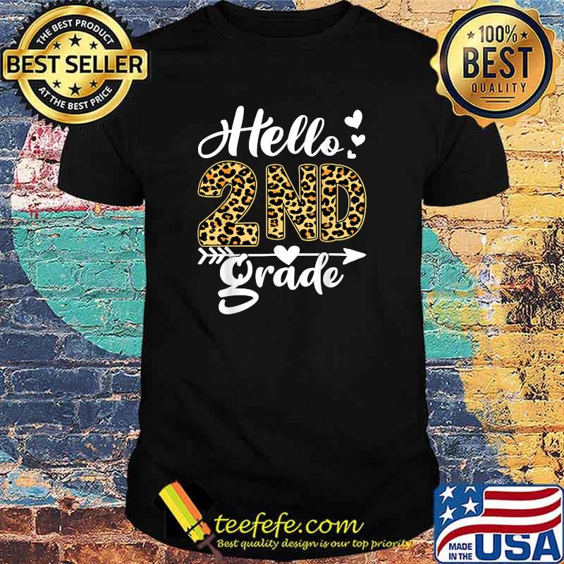 Back To School Hello 2nd Grade Second Grade Leopard Teacher T-Shirt