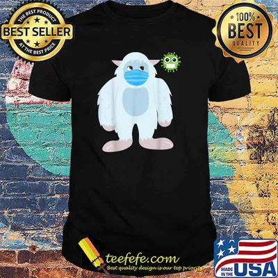 Bigfoot Yeti Wearing Face Mask Social Distance T-Shirt