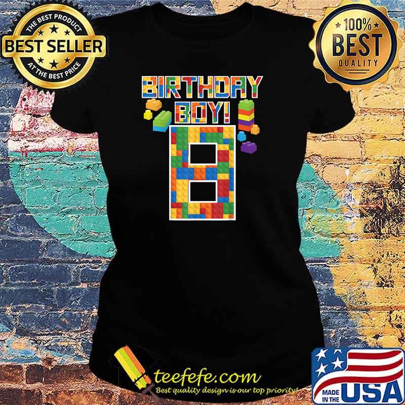 Birth Day Boy 8 Years Old Block Building Boys Kids T-Shirt Ladies tee Birth Day Boy 8 Years Old Block Building Boys Kids T-Shirt Ladies tee