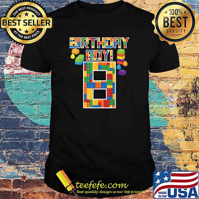 Birth Day Boy 8 Years Old Block Building Boys Kids T-Shirt