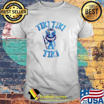 Blue Tiki Man Tropical Hawaiian Vibes Distressed Vintage T-Shirt