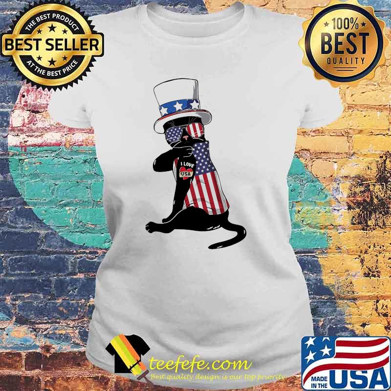 Cat tattoo i love usa american flag s Laides tee Cat tattoo i love usa american flag s Laides tee