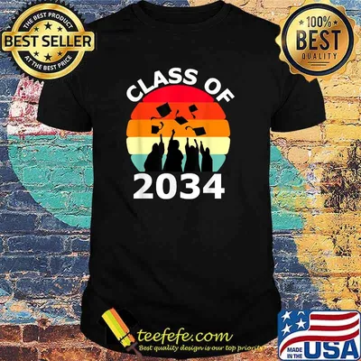 Class Of 2034 Grow With Me 70s Pre-K Graduate Vintage T-Shirt
