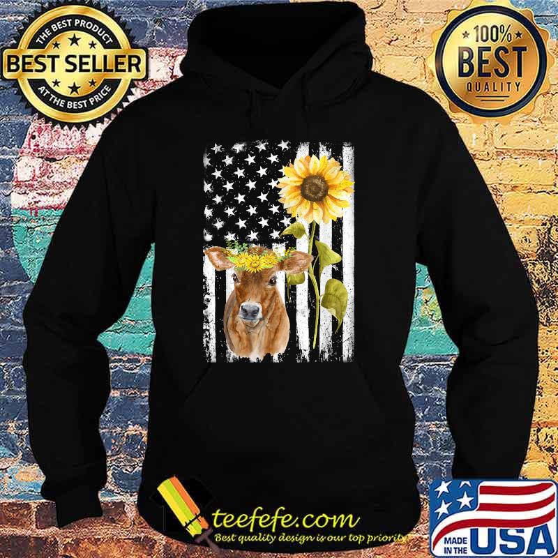 Cow USA Flag Sunflower Cow T-Shirt Hoodie Cow USA Flag Sunflower Cow T-Shirt Hoodie