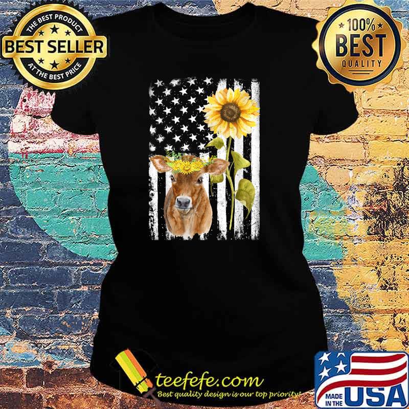 Cow USA Flag Sunflower Cow T-Shirt Ladies tee Cow USA Flag Sunflower Cow T-Shirt Ladies tee
