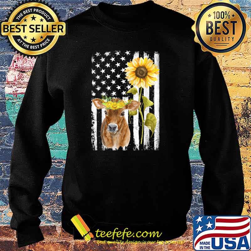 Cow USA Flag Sunflower Cow T-Shirt Sweater Cow USA Flag Sunflower Cow T-Shirt Sweater