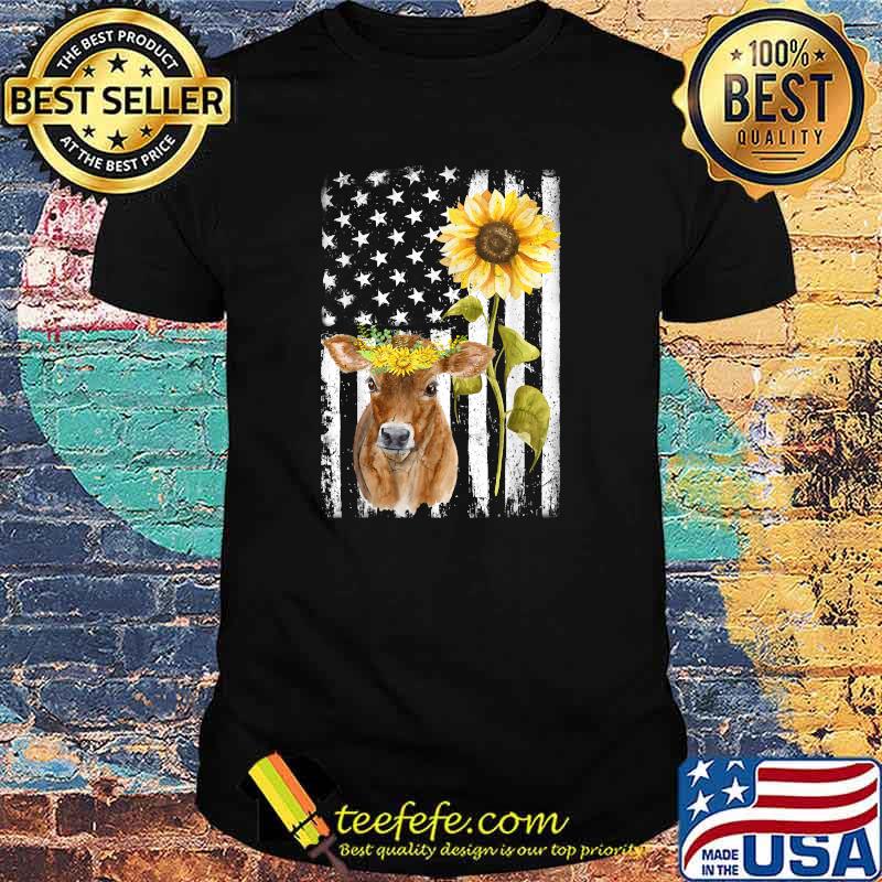 Cow USA Flag Sunflower Cow T-Shirt Cow USA Flag Sunflower Cow T-Shirt