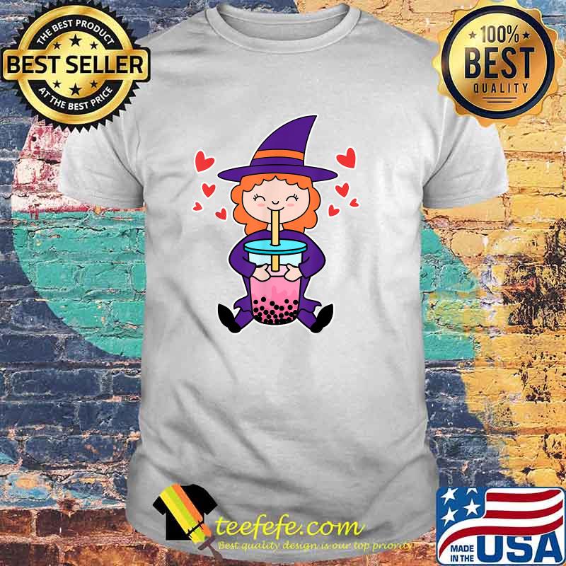 Cute Kawaii Anime Witch Drinking Boba Tea T-Shirt