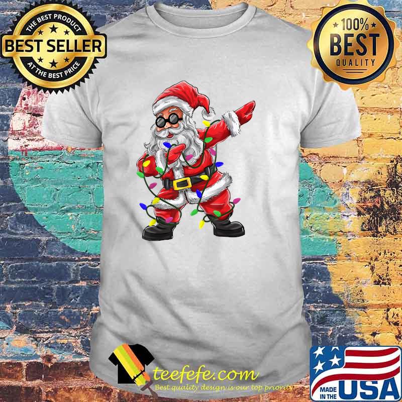 Dabbing Santa Christmas Tree Lights Dab Xmas Funny Christmas T-Shirt