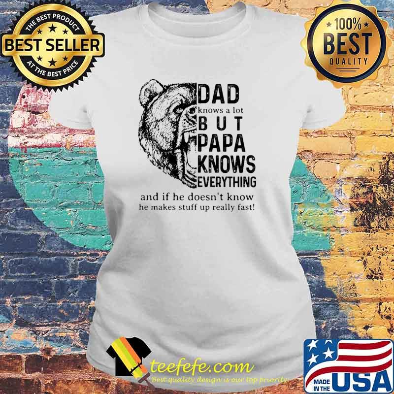 Dad Knows A ot But Papa Knows Everything And If He Doesn't Know He Makes Stuff Up Really Fast Bear Shirt Laides tee Dad Knows A ot But Papa Knows Everything And If He Doesn't Know He Makes Stuff Up Really Fast Bear Shirt Laides tee