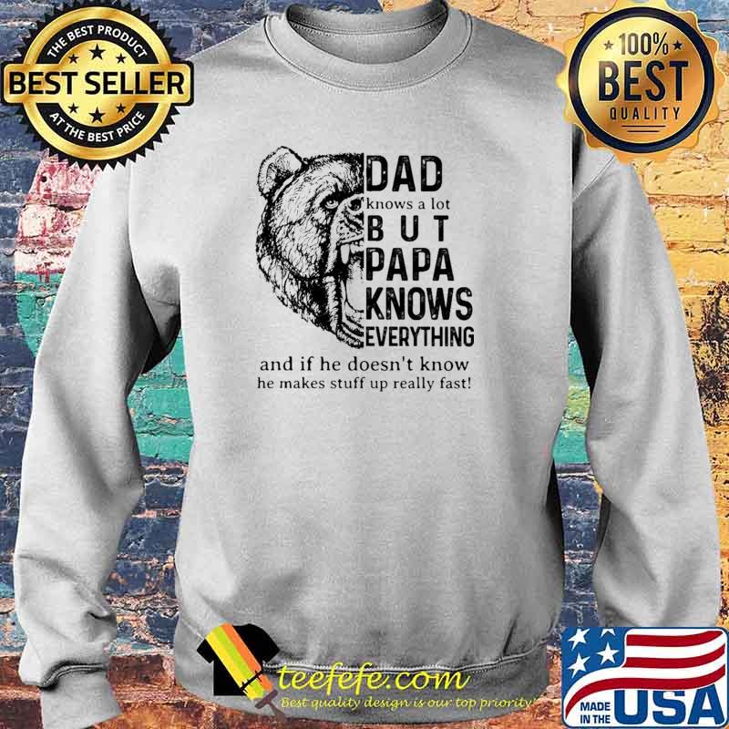 Dad Knows A ot But Papa Knows Everything And If He Doesn't Know He Makes Stuff Up Really Fast Bear Shirt Sweater Dad Knows A ot But Papa Knows Everything And If He Doesn't Know He Makes Stuff Up Really Fast Bear Shirt Sweater