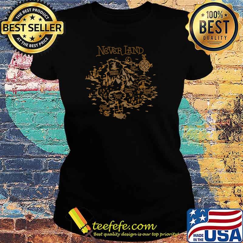 Disney Peter Pan Never Land Map Graphic T-Shirt Ladies tee Disney Peter Pan Never Land Map Graphic T-Shirt Ladies tee