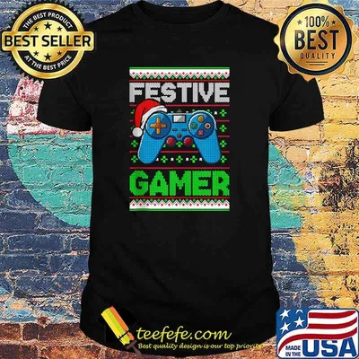 Festive Gamer Funny Christmas Ugly Gaming Sweater Video Game T-Shirt