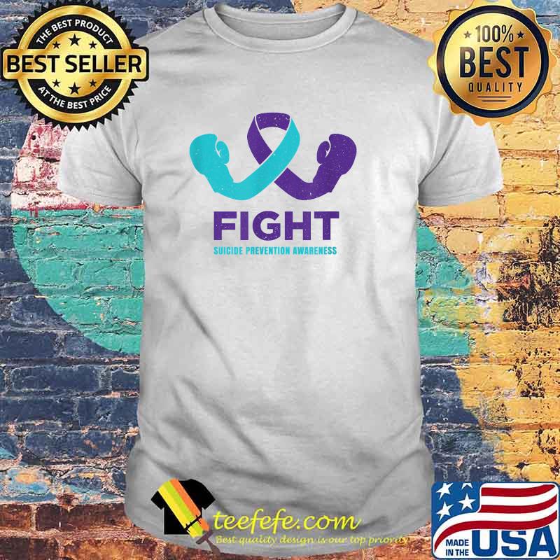 Fight Suicide Prevention Awareness Purple and Teal ribbon T-Shirt