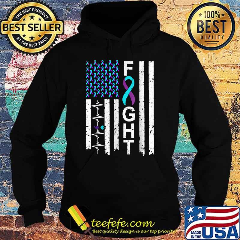 Fight Teal And Purple Ribbon Flag Suicide Prevention T-Shirt Hoodie Fight Teal And Purple Ribbon Flag Suicide Prevention T-Shirt Hoodie