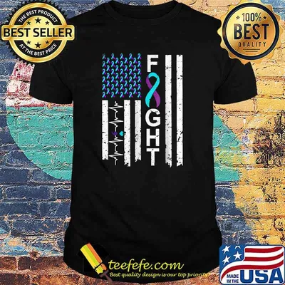 Fight Teal And Purple Ribbon Flag Suicide Prevention T-Shirt