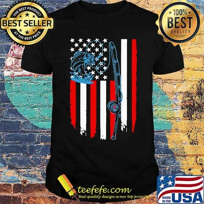 Fishing american flag shirt